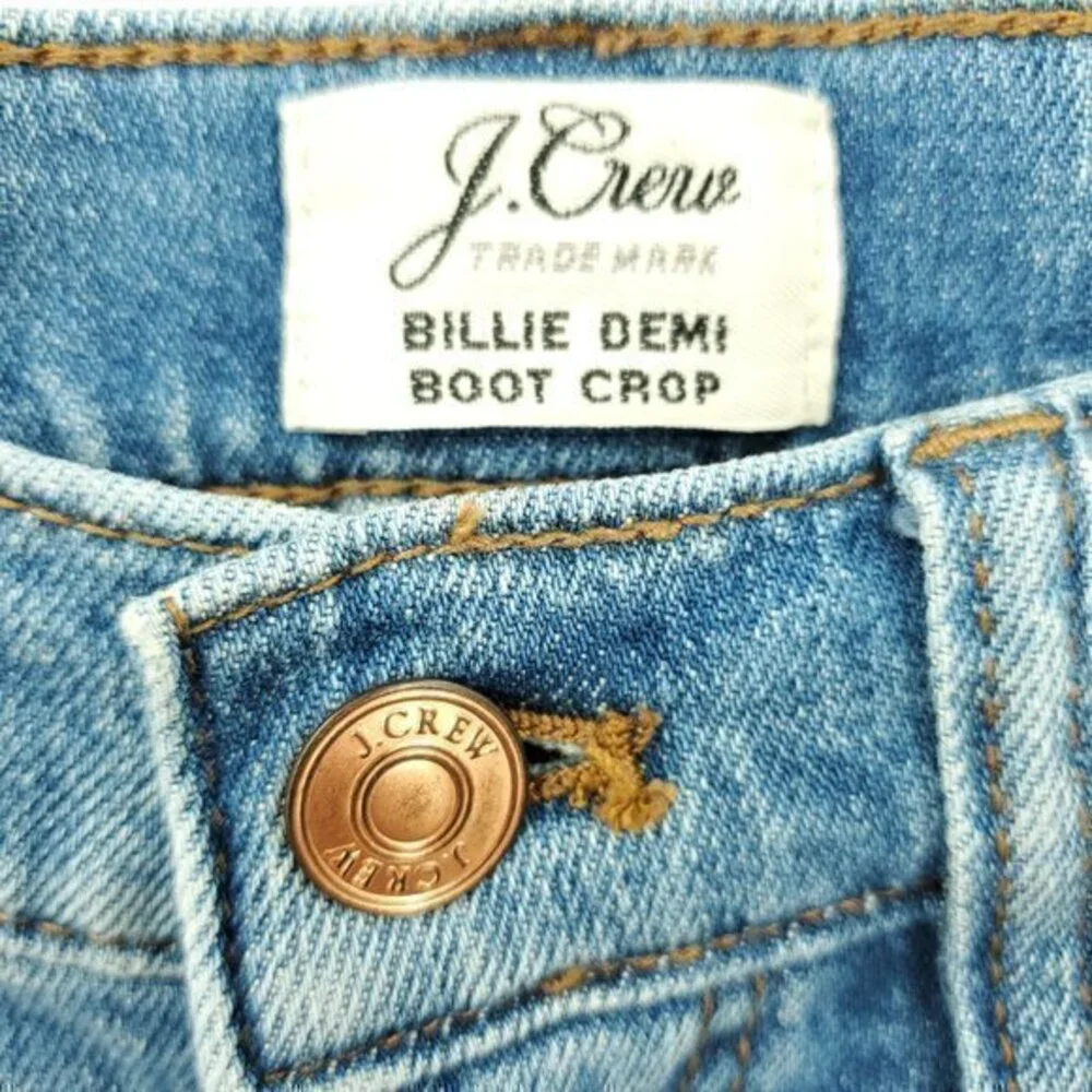 J. Crew Billie Demi Boot Crop Jeans 25 Redwood Wash (Light/Medium Blue)